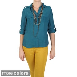 T by Hailey Jeans Co. Women's Point Collar Button-up Shirt