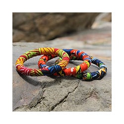 Handcrafted Cotton 'Akonode' Bangle Bracelets (Set of 3) (Ghana)