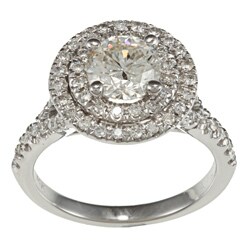 14k White Gold 1 5/8ct TDW Double Halo Diamond Engagement Ring