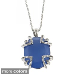 Sterling Silver Agate and 1/4ct TDW Certified Diamond Necklace (H-I, I1-I2)
