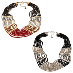 Cubic Zirconia and Bead Bib Fashion Necklace