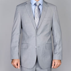 Carlo Lusso Men's Textured Light Grey 2-button Slim-fit Suit