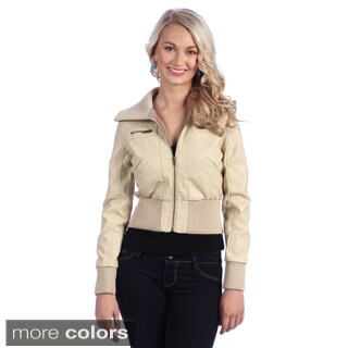 Tabeez Women's Pleather Bomber Jacket