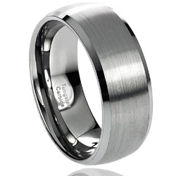 Daxx Men's Tungsten Carbide Brushed Center Beveled Edge Band (8 mm)