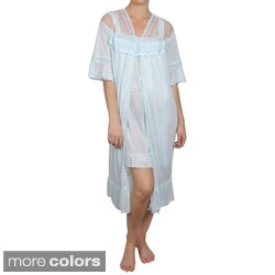 Journee Collection Women's 2-piece Satin Robe and Nightgown Set