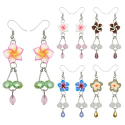 Kate Marie Silvertone Acrylic and Rhinestone Flower Design Earrings