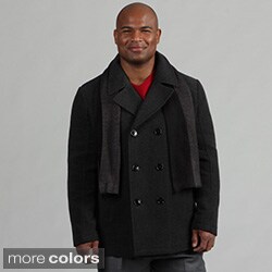 Kenneth Cole Reaction Men's Wool Blend Peacoat with Scarf