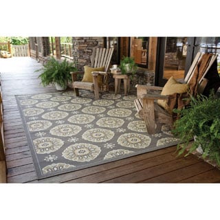 @@@ > Outdoor/Indoor Grey/Gold Casual Area Rug