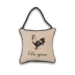Reversible 'Bonjour/ Bon Nuit Rooster' 6-inch Door Hanger Pillow