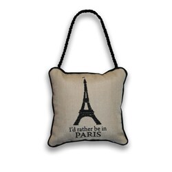 Reversible 'Eiffel Tower/ Bienvenue' 6-inch Door Hanger Pillow