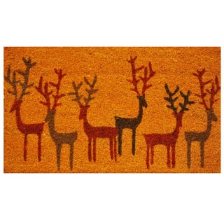 Compare Price Christmas Deer Coir with Vinyl Backing Doormat (1'5 x 2'5)