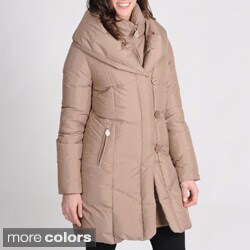 Tahari Women's Petite Down-filled Double Collar Coat