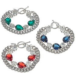ABS by Allen Schwartz Jewel Tone CZ 8-inch Chain Stone Toggle Bracelet
