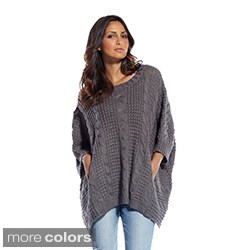 Elan Women's Box Cable Detail Poncho Sweater (One Size Fits Most)