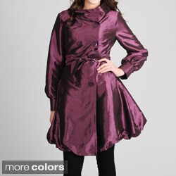 CoffeeShop Juniors Iridescent Graphite Double Breasted Trench Coat