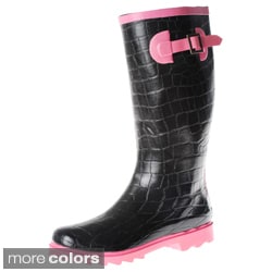 Henry Ferrera Women's Croc Embossed Rubber Rain Boots