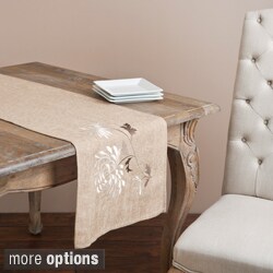 Embroidered Floral Natural Table Runner