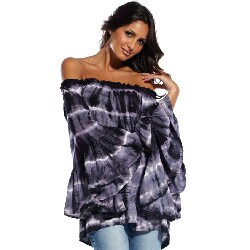Elan Women's Plum Tie-dye Ruffled Top (One Size Fits Most)