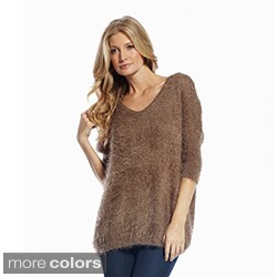 Elan Women's 3/4 Sleeve V-neck Sweater