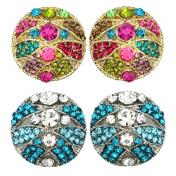 Kate Marie Rhinestone Round Art Deco Fashion Earrings