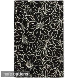 Skyland All-over Floral Black and White Rug