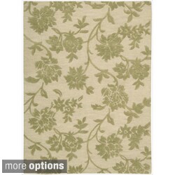 Skyland All-over Floral Print Beige Wool Rug