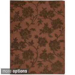 Skyland All-over Floral Print Rust Wool Rug