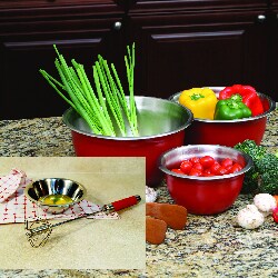 Red Mixing Bowl and Mixer Set