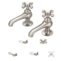 Water Creation Brushed Nickel Vintage Classic Basin Cocks Lavatory Faucet