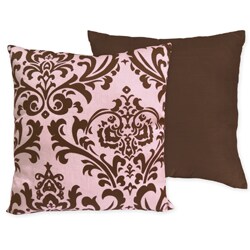 Sweet JoJo Designs 'Nicole' Pink/ Chocolate Reversable Damask 16-inch Decorative Pillow