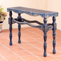 Handcrafted Pinewood 'Hidalgo Royal Blue' Console Table (Mexico)