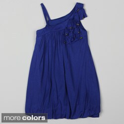 Paulinie Collection Girl's One-shoulder Ruffle Detail Dress
