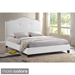 Marsha Scalloped White Modern Bed with Upholstered Headboard