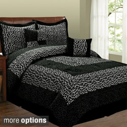 Fashion Street Animal Print 6-piece Micro Suede Comforter Set