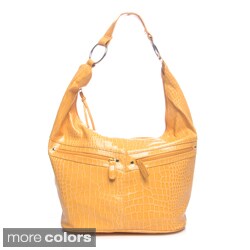 Valencia Faux-Crocodile Embossed Bucket Hobo Handbag