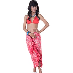 Premium Heavyweight Pink Abstract Sarong (Indonesia)-Image