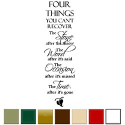 'Four Things You Can't Recover.....' Vinyl Wall Quote Art Decal