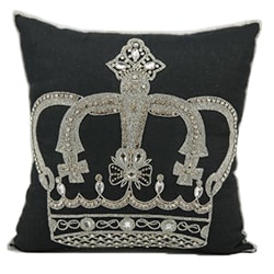 Nourison Luminecence Beaded Crown Black Throw Pillow