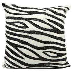 Nourison Luminecence Beaded Zebra Black/ White Throw Pillow
