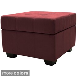 Vanderbilt MicrofiberTufted Padded Hinged 24-inch Square Storage Ottoman Bench