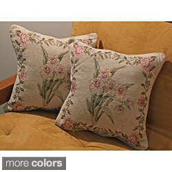 Blazing Needles Yellow Flowers Chenille Corded Throw Pillows (Set of 2)