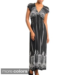 Stanzino Women's Printed Smocked Empire Waist Maxi Dress