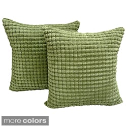 Luca Box Ribbed Plush 18x18 Throw Pillows (Set of 2)