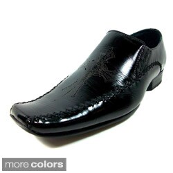 Delli Aldo Men's Etched Cross Square Toe Slip-on Loafers