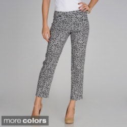 Sharagano Women's Leopard Print Slim Leg Ankle Pants