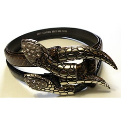 Women's Leather Snake Buckle Embossed Belt-Image