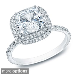 14k Gold 1 3/4ct TDW Certified Diamond Double Halo Engagement Ring (H-I, SI1-SI2)