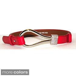 Women's Patent Leather Rhinestone Buckle Belt-Image