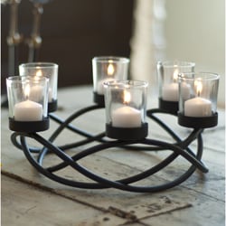 Round Waves Black Wroght Iron Candleholder/ Centerpiece
