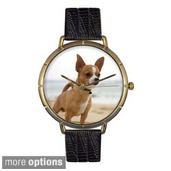 Whimsical Women's Chihuahua Photo Leather Strap Watch